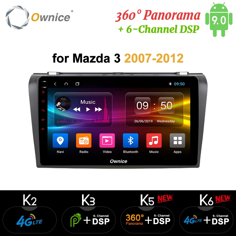 Ownice Octa 8 ядро DSP 360 панорама Android 9,0 автомобиля DVD gps плеер для Mazda 3 2007-2012 k3 k5 k6 навигации 4 аппарат не привязан к оператору сотовой связи оптического волокна
