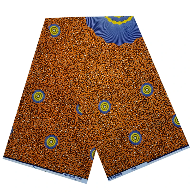 

100%High Quality Veritable Wax Nigerian African Printed Cotton Fabric By The Yard Real Dress Material Fabrics For Sewing VL 253