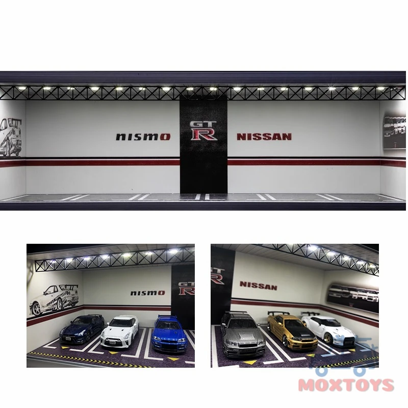 GEECHAN 1:64 Diorama Display Cabinet Bright Model Carport JDM Nissan LBWK AMG MPOWER LAMBO USB LED lights Finished |