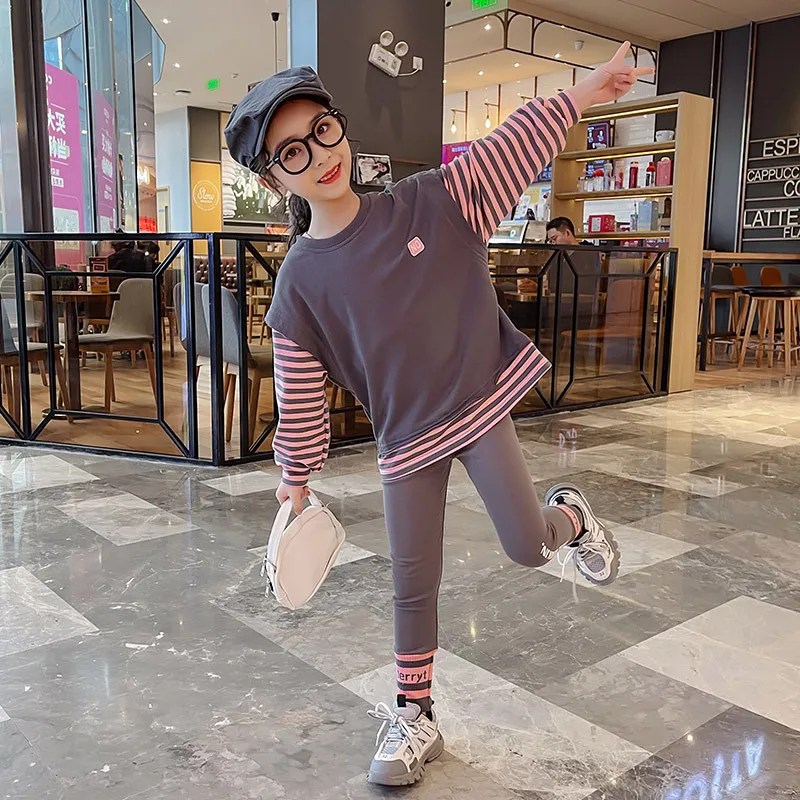 

Stripe Children's Clothes Set Baby Girls Tops+ Pants 2pcs/Set Kids Spring Summer Costume Toddler Teenage Girl Clothing