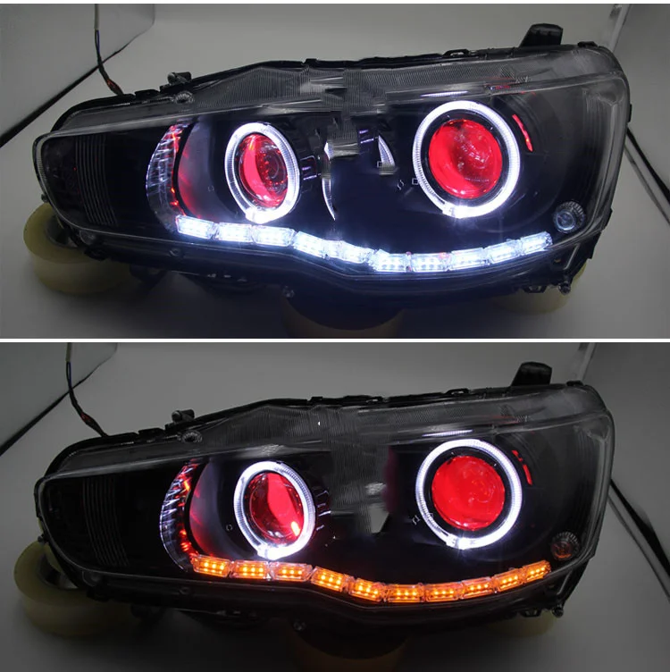 

Osmrk HID LED headlight assembly for Mitsubishi LANCER angel eye daytime running light with turn signal
