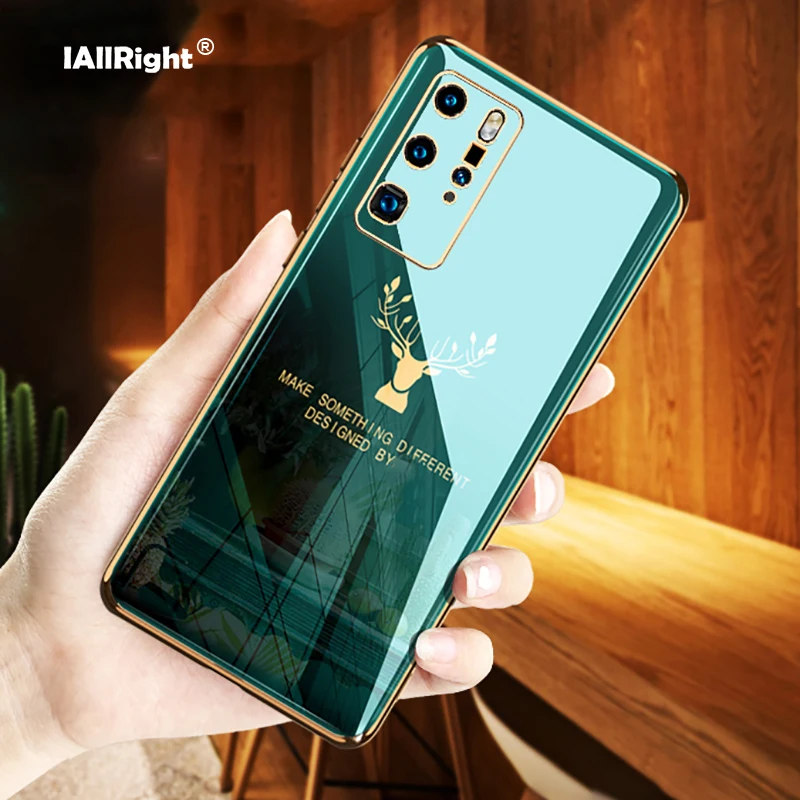 

Luxury Electroplating Case For Huawei P40 Pro P30 P20 Cover Soft Silicone TPU Deer Phone Bags Coque Funda Capa