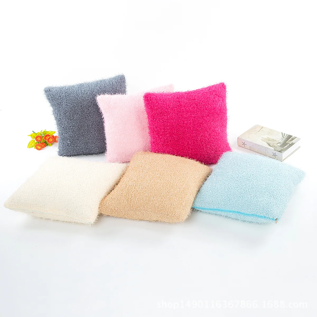

New Fashion Monochrome Simple Plush Pillowcase Modern Home Sofa Pillow Cases