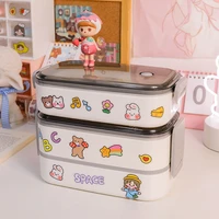 japanese cartoon girl cute lunch box insulated separate container fresh keeping bowl three grid multi grid microwave oven