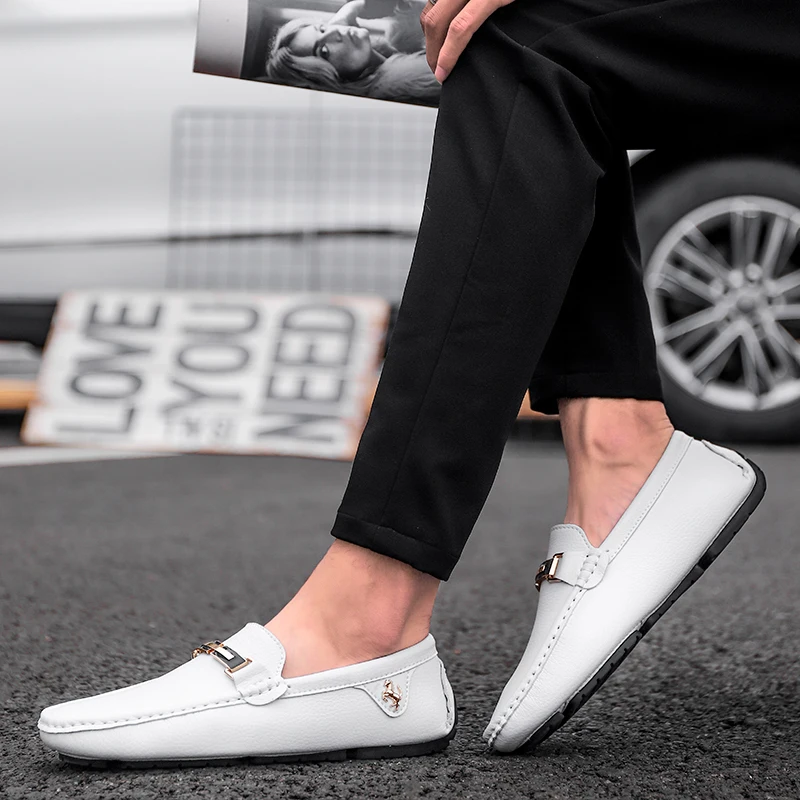 Мужские повседневные Лоферы FIXSYS плоская подошва Мокасины без застежки дышащие