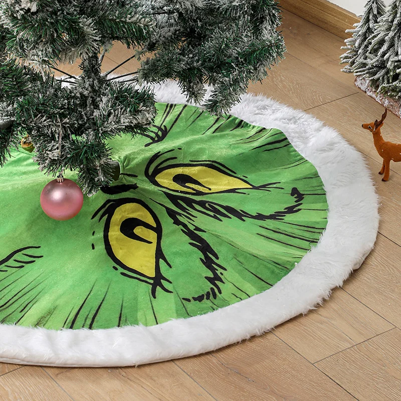 Falda de &aacute;rbol de Navidad para el hogar, manta decorativa de felpa con luces, alfombra para el suelo, estera brillante para fiesta de a&ntilde;o nuevo-3