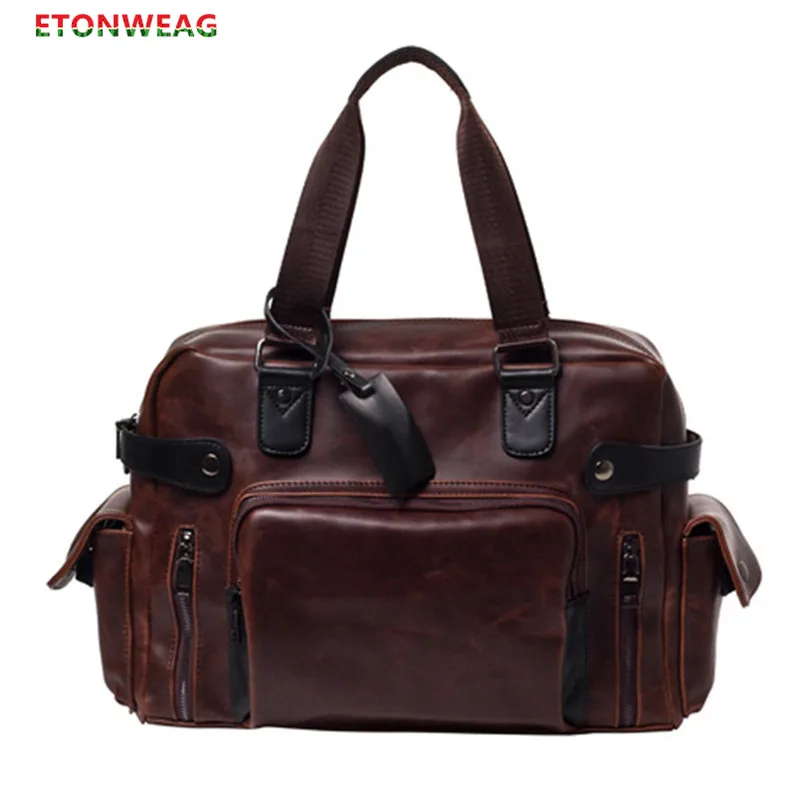 Винтажный дизайнерский портфель мужская сумка из кожи Крейзи Хорс сумки