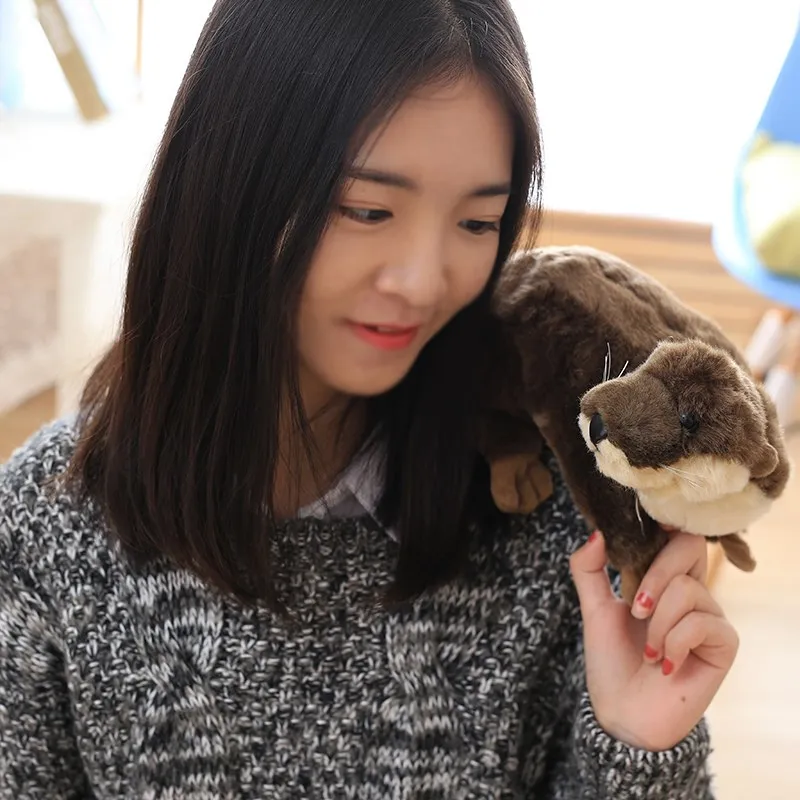 

candice guo! super cute plush toy cartoon animal emulational brown otter soft stuffed doll birthday Christmas gift 1pc