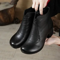 autumn 2021 new arrival women ankle boots leather moccasins female plush warm winter snow waterproof shoes