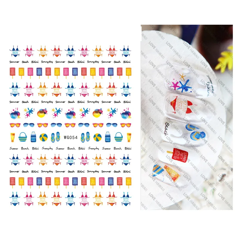 10PCS Bikini Manicure Stickers Summer Beach Coconut Starfish is Fresher  Beautify Nail Beauty