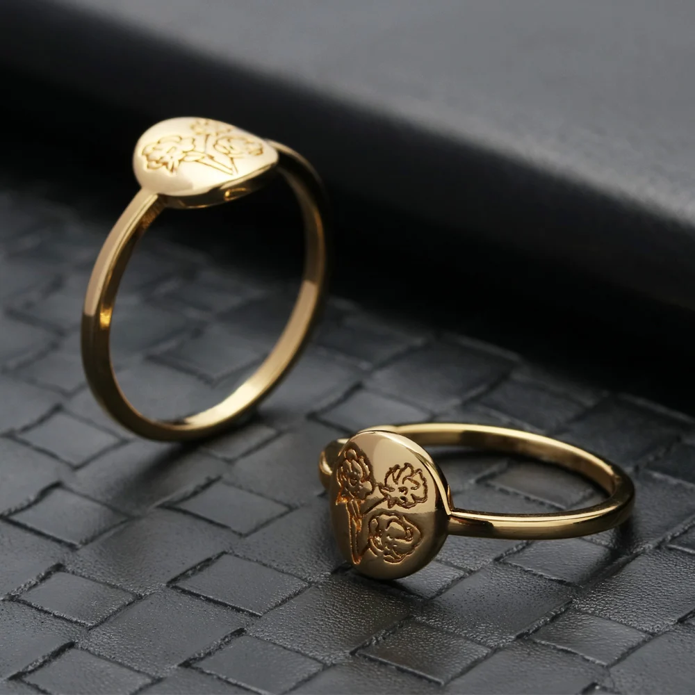 1 шт. kольцо в форме цветка для женщин и мужчин из 18-ти кратного желтого золота