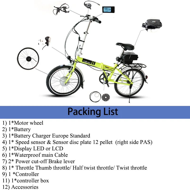 Online Kostenloser Versand 48V 350W 500W E-bike Elektro Bike Conversion Kit 20