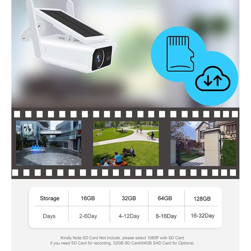 

1080P Solar IP Camera Wifi Solar Powered Home Security Camera PIR Video Intercom Motion Detection Surveillance Camera