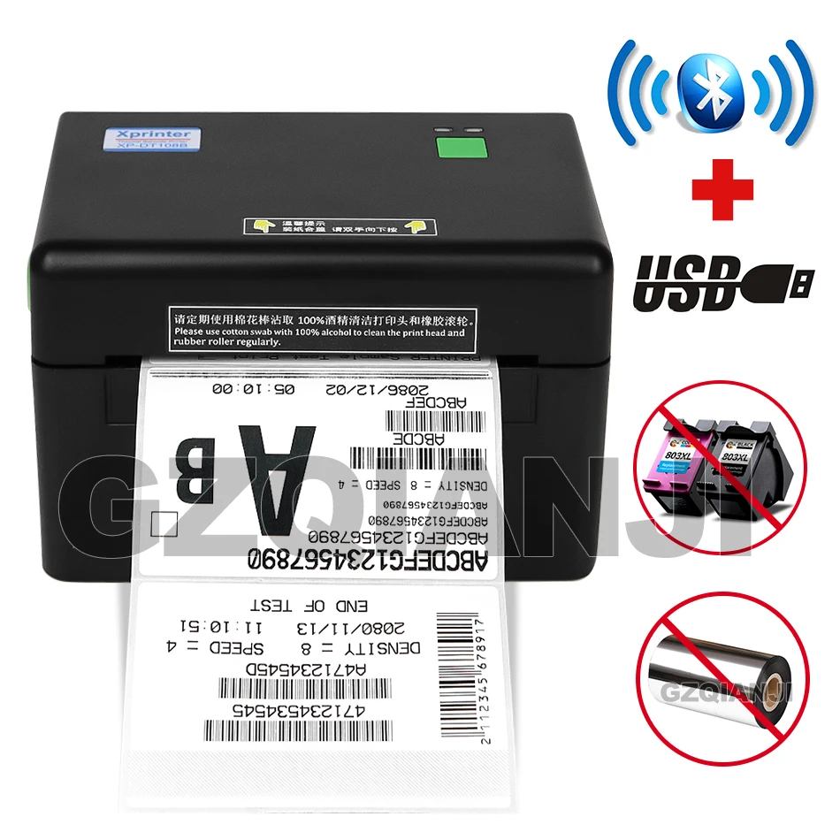 Переносной термопринтер штрих кодов с портом able 100 мм 4 0 дюйма QR этикетка для