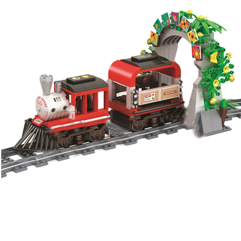 QWZ Новый создатель города поезд высокотехнологичных деревянная железная дорога