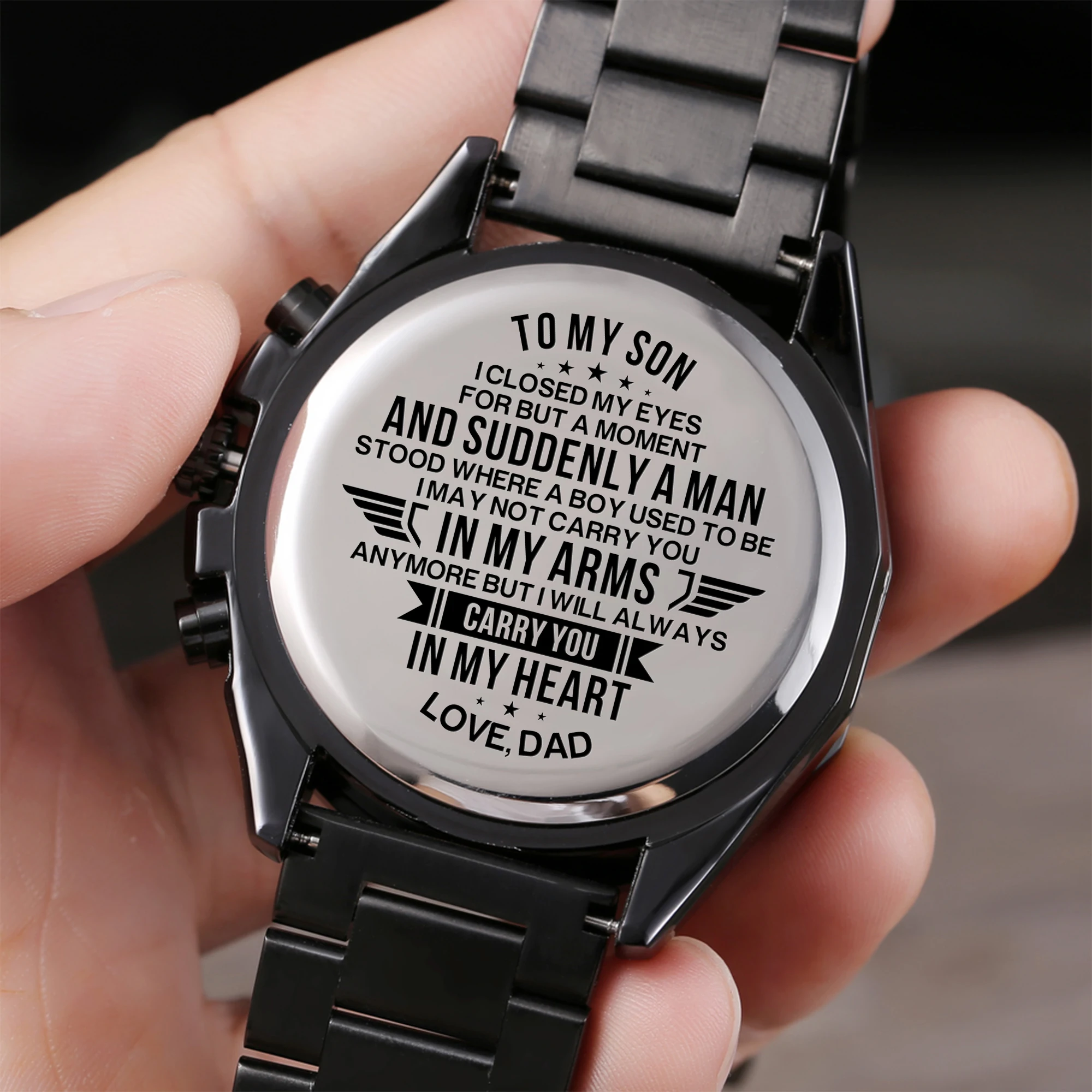 

Dad TO SON ENGRAVED Luxury sports belt waterproof watch I PRAY YOU'LL ALWAYS BE SAFE Christmas presents
