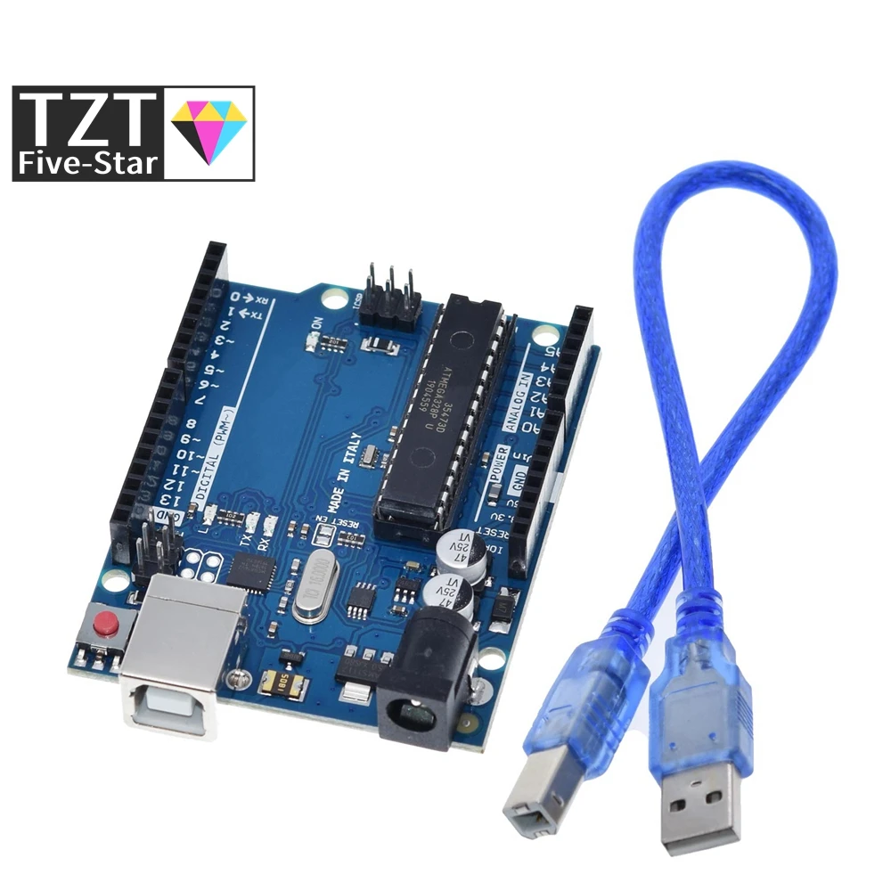 Официальная коробка UNO R3 ATMEGA16U2 CH340G + чип MEGA328P для Arduino макетная плата USB кабель 1