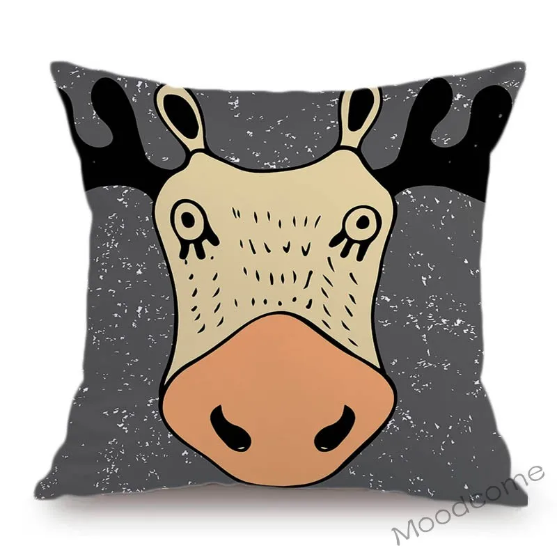 Винтажная Милая голова животных мультяшная Зебра свинья корова коала Тигр Лев