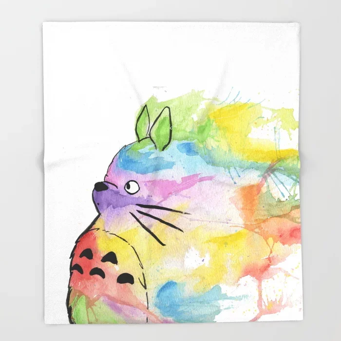 

Nordic Throw My Rainbow Totoro Blanket For Couch Hiking Picnic Thick Quilt Fashionable Bedspread Anime Fleece Throw Blanket