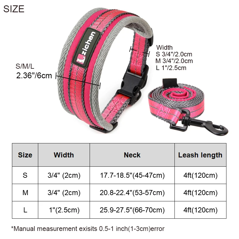 Светоотражающий собачий ошейник поводок регулируемый нейлоновый плотный