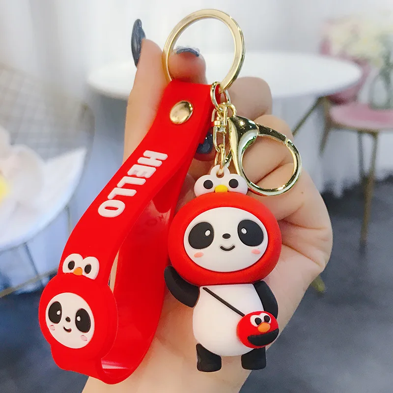 

2020 Cute cartoon Panda keychain Silicone Key chains For Women 3D Animal Keyrings Charm Car Key Holder bag ornaments gifts