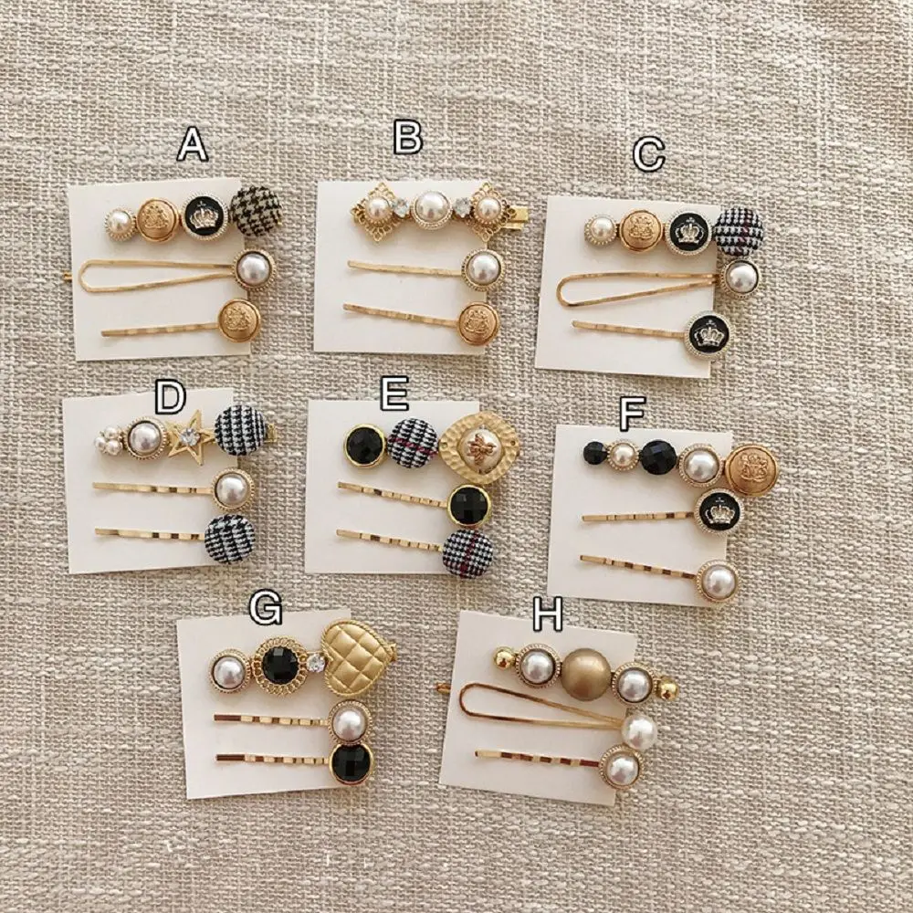 3 шт./1 комплект модные аксессуары для волос пуговица из твида имитирующая жемчуг