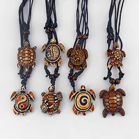 8pcs mix style ethnic tribal brown resin turtle pendant necklace hawaiian sea turtle surfer pendant necklace jewelry gifts
