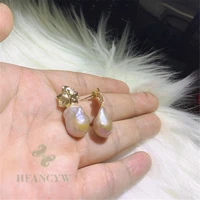 color baroque pearl earring 18 k gold ear drop hook fashion wedding gift accessories jewelry cultured