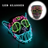 hot selling cat king cosplay el mask dance dj led rave mask neon glowing halloween mask powered by dc 3v inverter
