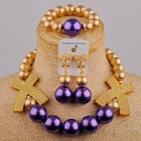 wedding jewelry bridal wedding dress accessories purple glass pearl necklace nigeria wedding african ladies jewelry set sh 63