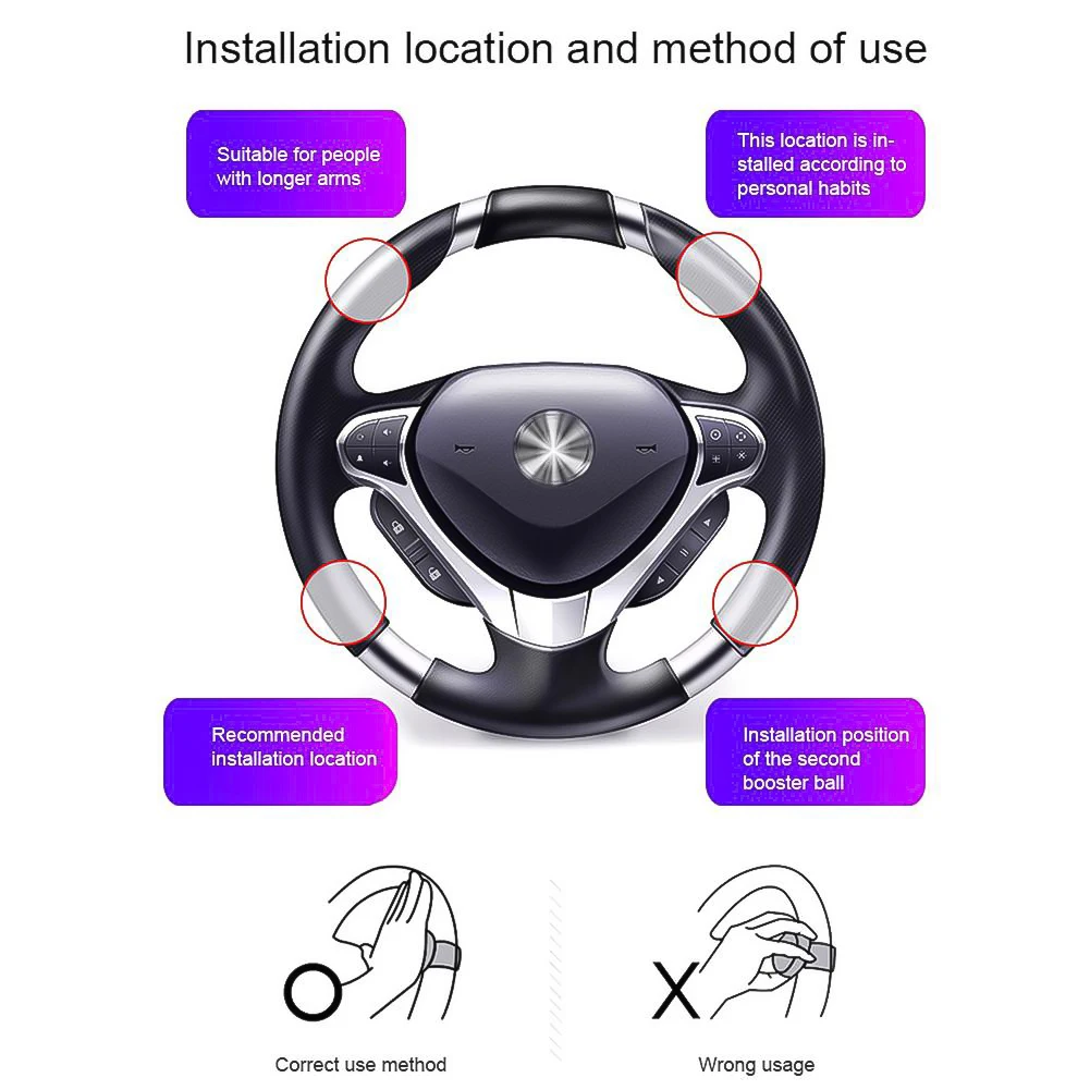 Turning Steering Wheel Booster Spinner Knob 360 Degree Rotation Metal Bearing Power Handle Ball Shaped | Автомобили и мотоциклы