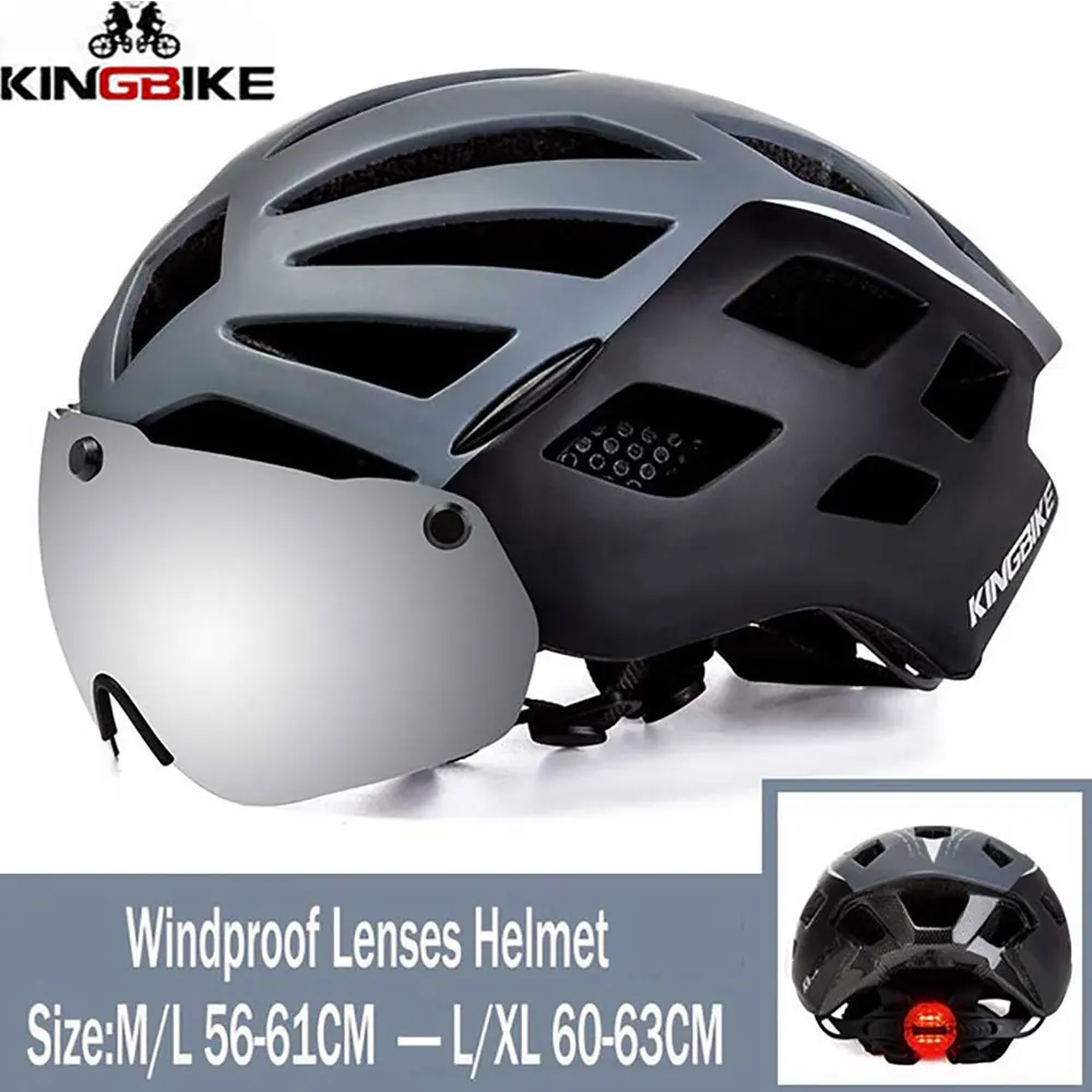 KINGBIKE, Женский велосипедный шлем с очками, ультралегкий, для мужчин, MTB, велосипедный шлем, для горной дороги, для женщин, casco, специальные велосипедные шлемы - Цвет: J-662-Black-Gray