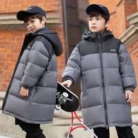 30 degrees european winter childrens long down jacket boys casual hooded warm thick jacket girls pink hooded duck down coat