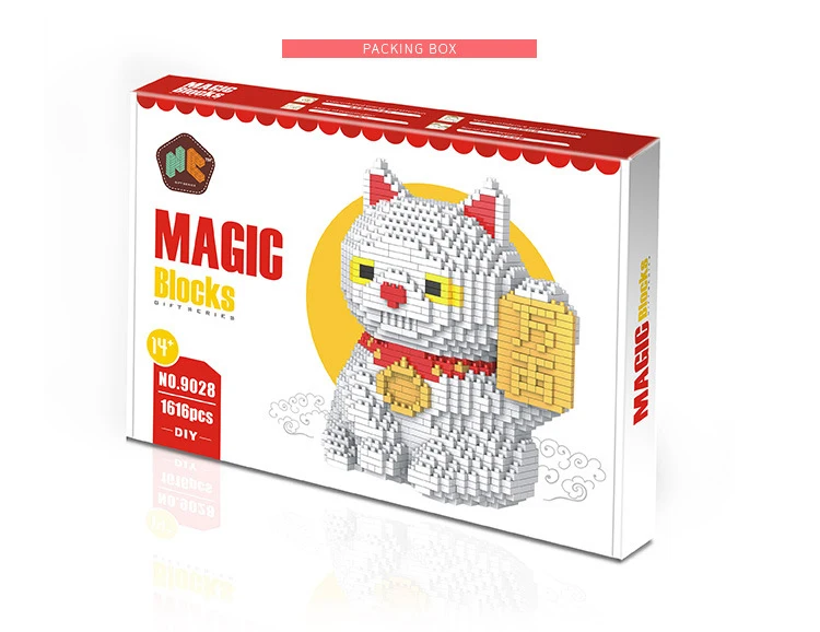 HC 9028 1616 шт Фортуна кошка мультфильм Сделай Сам магические строительные блоки