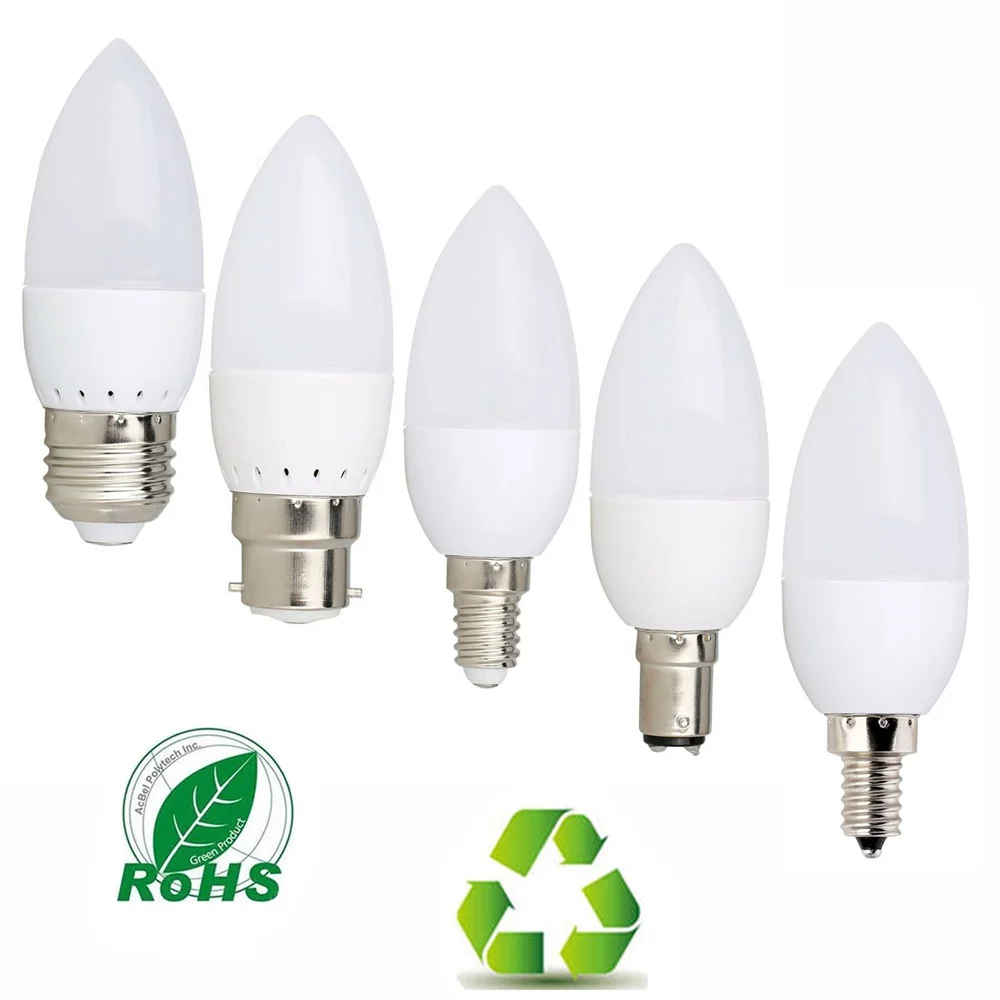 Светодиодная лампа свеча 3 Вт E14 E27 E12 B22 B15 110 В 220 2835 SMD для домашнего освещения