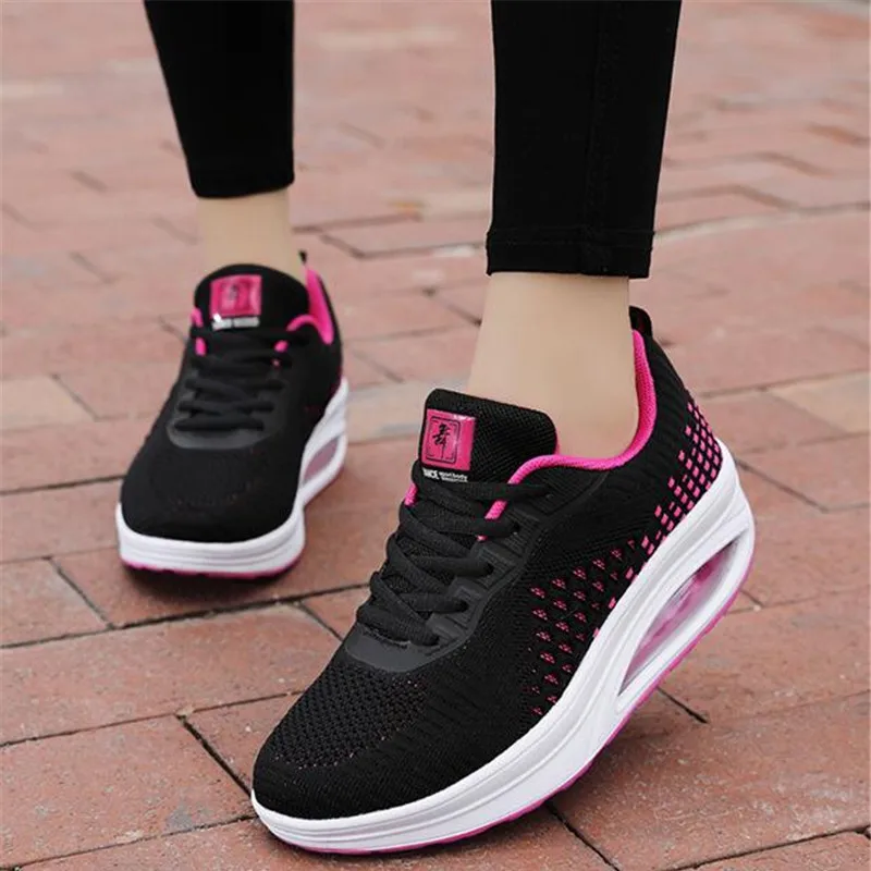 Mesh Trainers Chunky Shoes for Women White Black Sneakers Women Casual Sneakers New Comfortable Thick Sole Ladies Sport Shoes