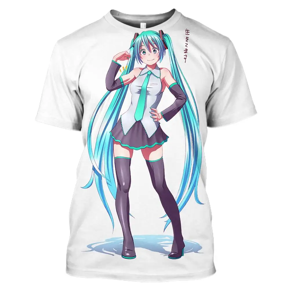 2019 Новая повседневная футболка femme Hatsune Miku одежда с короткими рукавами и 3D принтом