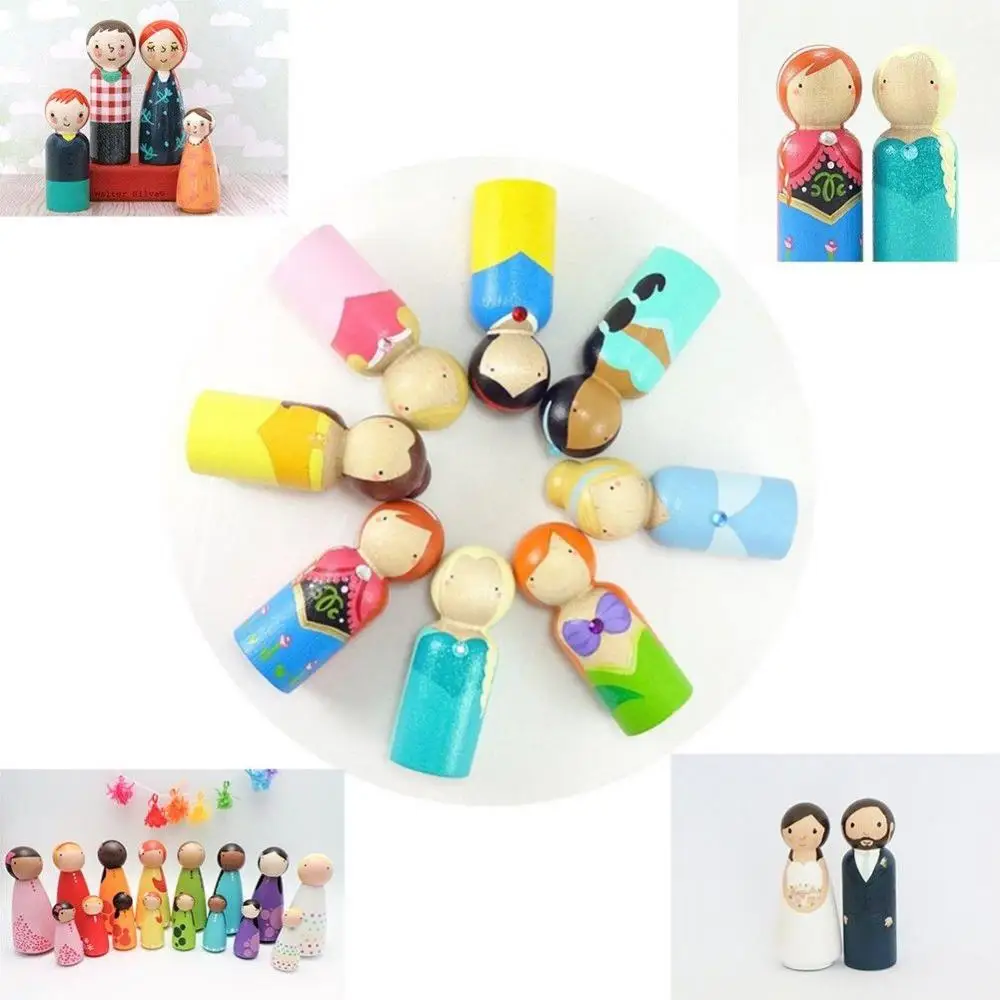 

40pcs 35mm Female Male Wooden People Bodies Peg Doll Wedding Cake Topper DIY