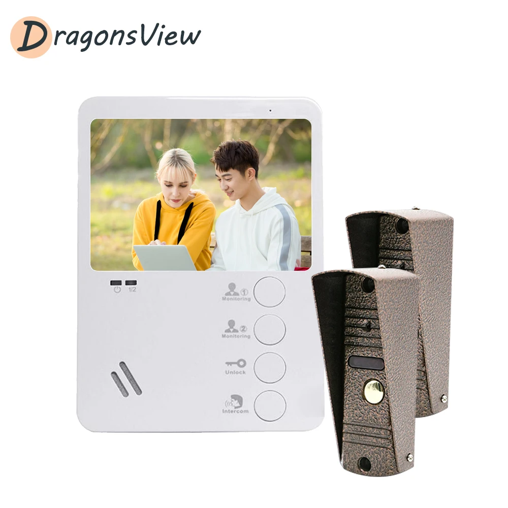 Видеодомофон Dragonsview 4 3 дюйма проводной дверной звонок с функцией ночного видения