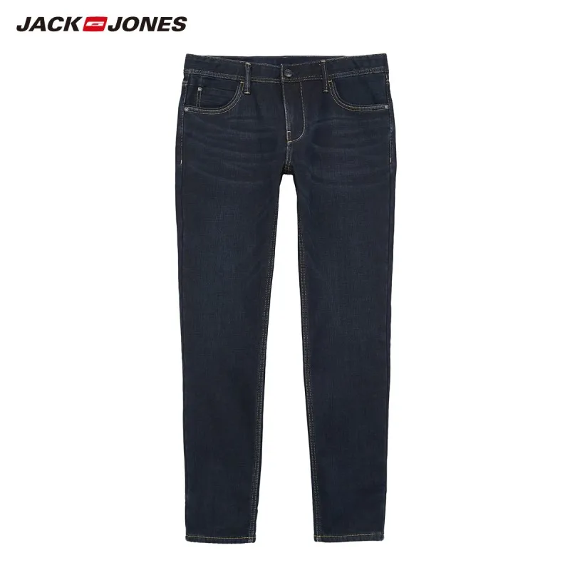 DENIM BLUE JackJones мужские зимние хлопковые Стрейчевые джинсы, теплые джинсовые штаны, мужская одежда 219332587 - Цвет: DENIM BLUE