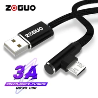 90 degree micro usb mobile phone data fast charging cable for huawei xiaomi mp3 mp4 samsung 3a 36w usb cable black