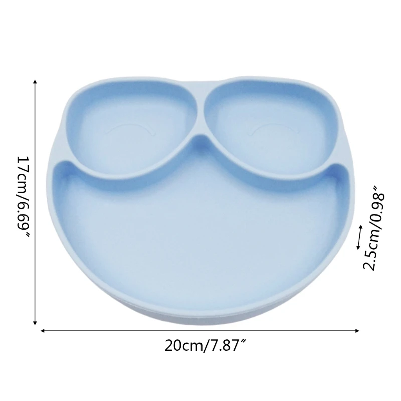 

50LE Baby Suction Cup Bowl Divided Dinner Plate Infants Learning Feeding Dish Non-toxic BPA-Free Silicone Solid Color