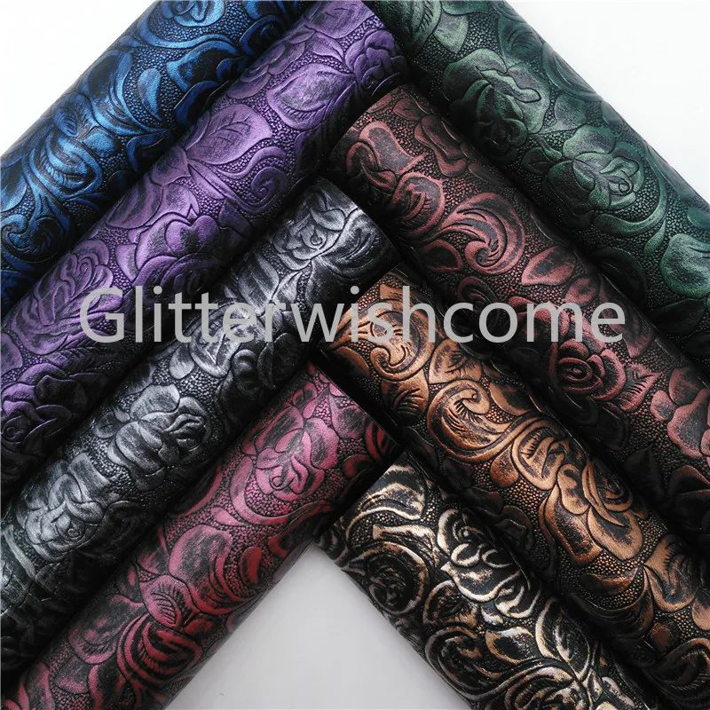 Glitterwishcome 21X29 см A4 размер винил для бантов цветы искусственная кожа, Vintge синтетическая искусственная кожа листы для бантов, GM598A