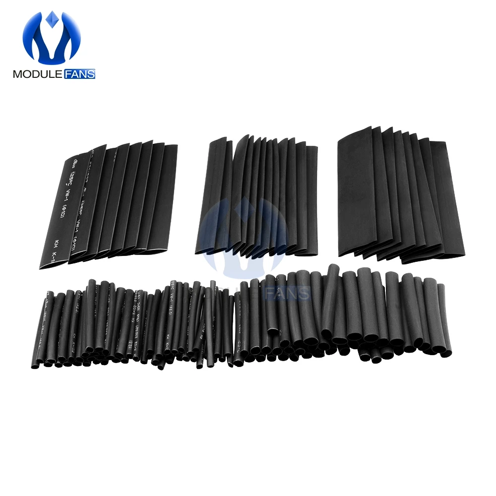 127 шт. термоусадочные трубки для автомобильных кабелей 7 28 м черные 2:1|tube heat shrink