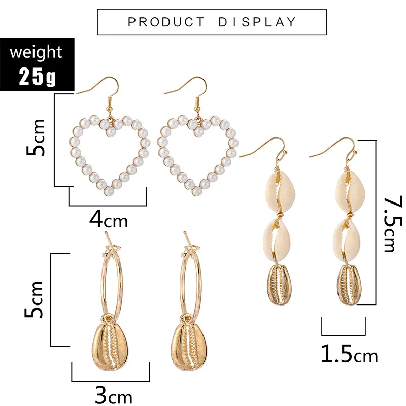 Серьги-подвески Женские винтажные в виде сердца 3 пары | Украшения и аксессуары