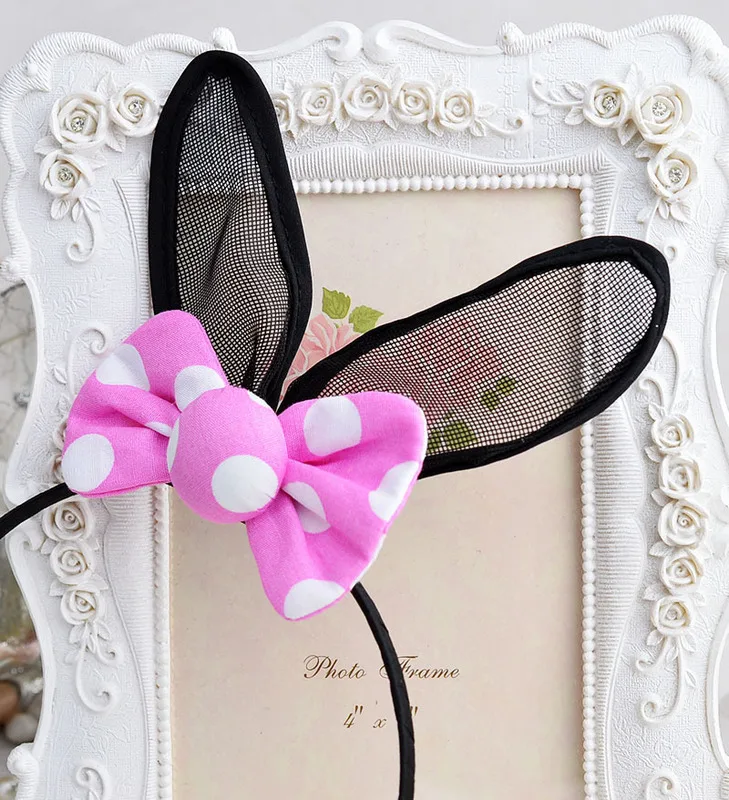 Милые ободки с кроличьими ушками в горошек бантом заколки для волос интимные