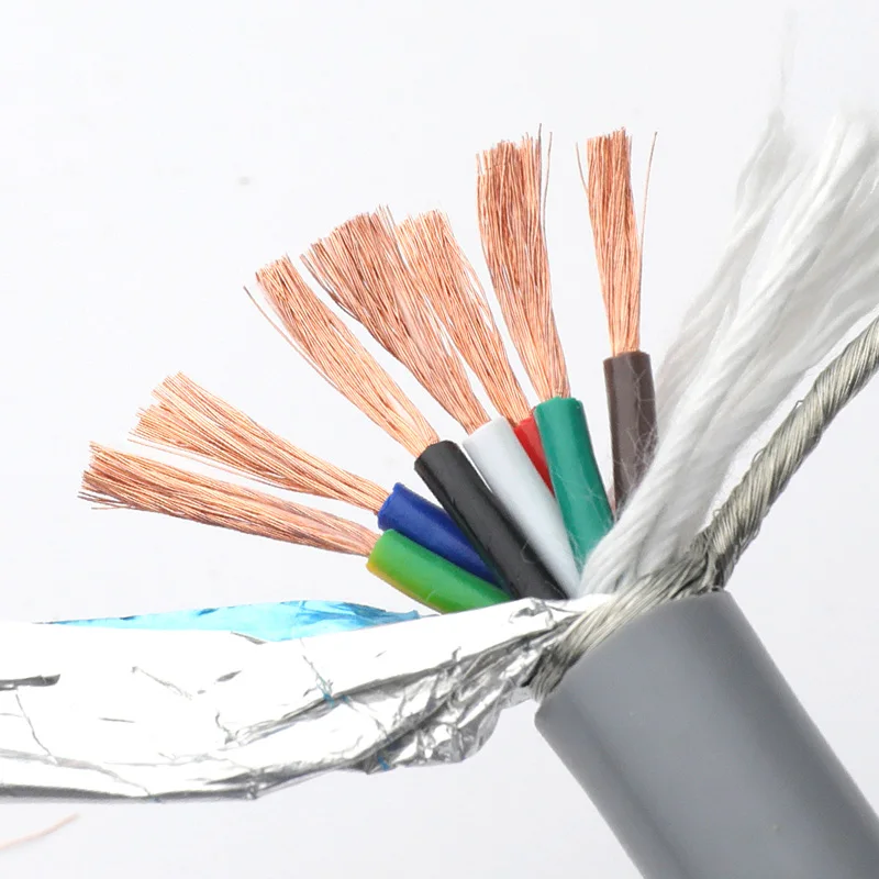 Кабель TRVVP из термостойкой меди, 13AWG, 2/3/4/5 жил, с двойным экранированием, высокий гибкий провод, серый ПВХ изолированный буксирный кабель, 1 метр