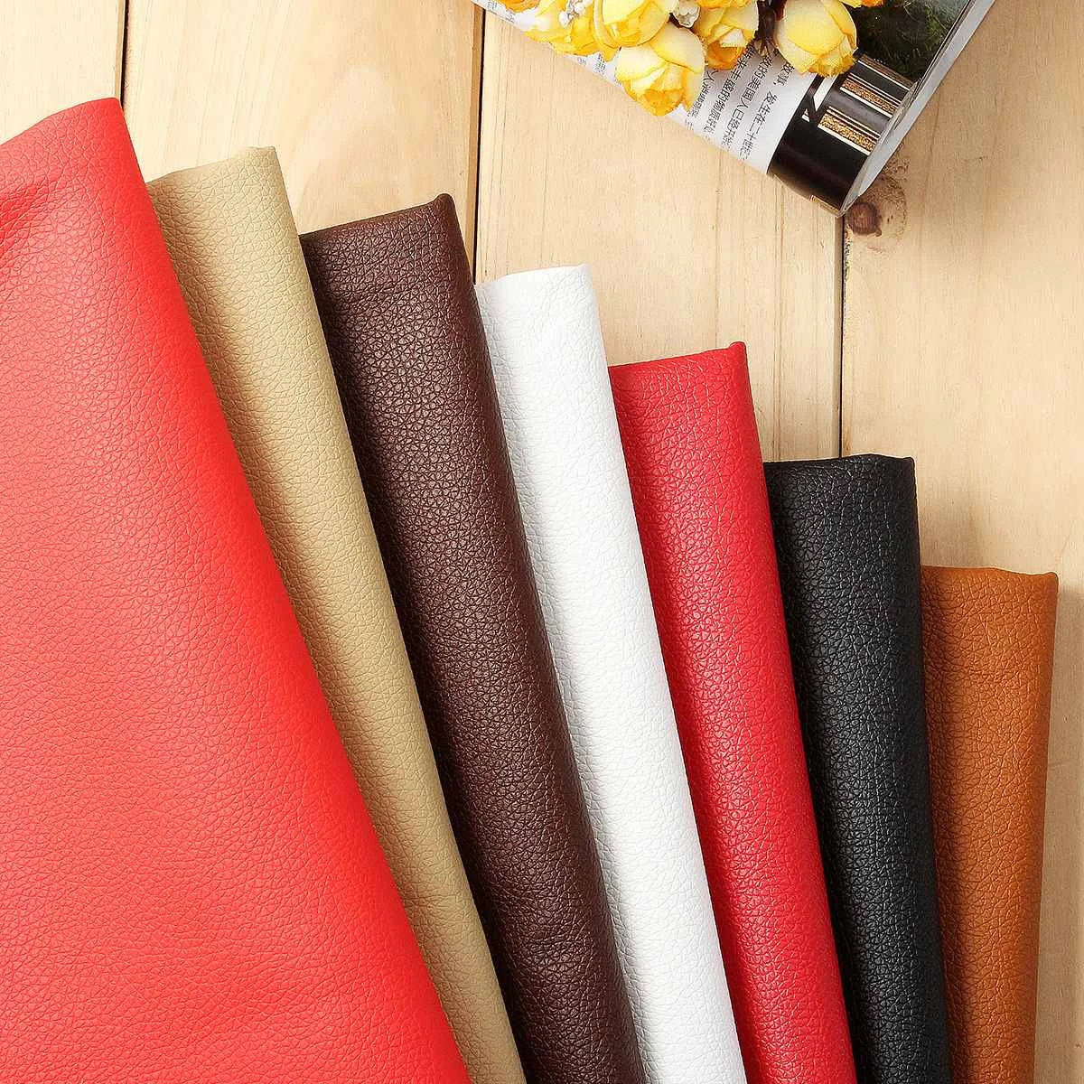 

50x140cm Lychee PU Leathers Different Styles Synthetic Leather for Handbag Fabric Furniture Storage Box Decoration Craft