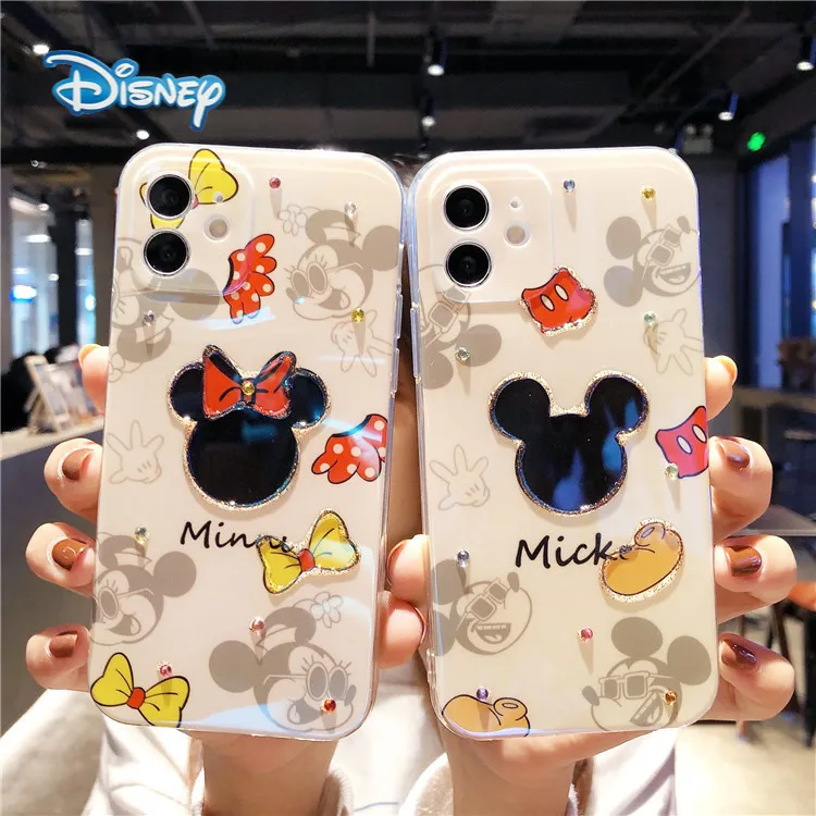 

Disney Mickey Minnie Cartoon Flash Drilling Mobile Phone Case for iPhone13 12 11 Pro Max Mini XR XS 7 8 Plus Cute Phone Cover