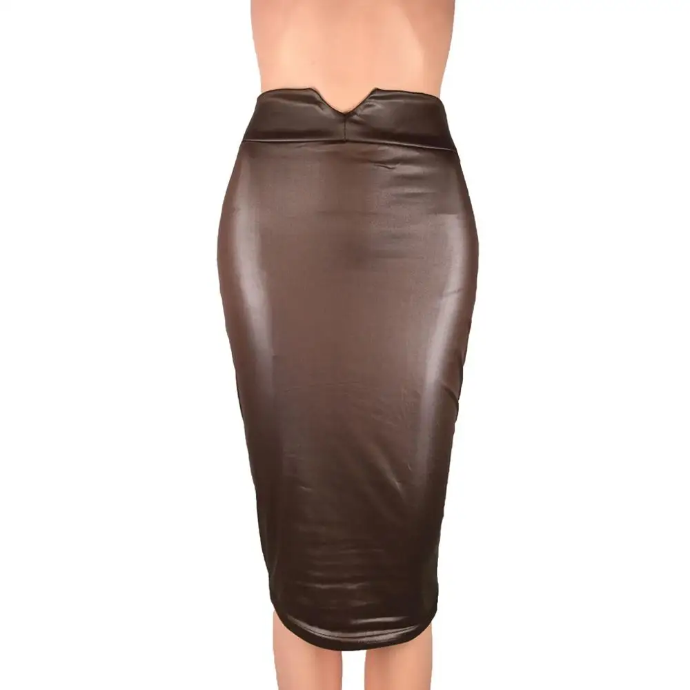 Женская матовая юбка-боди из искусственной кожи с завышенной талией Офисная